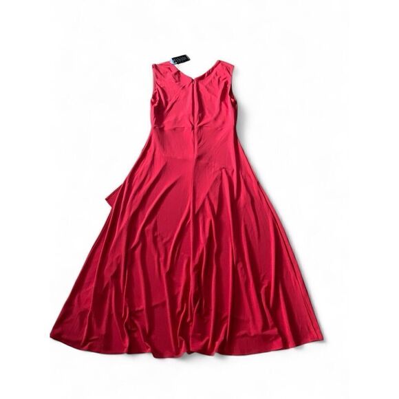 NWT RALPH LAUREN Womens  V Neck Midi Red RUFFLED SheathDress Sz PM Size PM/M NEW - Picture 3 of 10